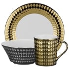 10 Strawberry Street Cairo Gold and Silver Porcelain Dinnerware
