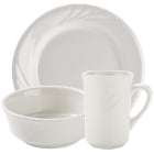Tuxton Monterey Embossed Rim Ivory (American White) China Dinnerware