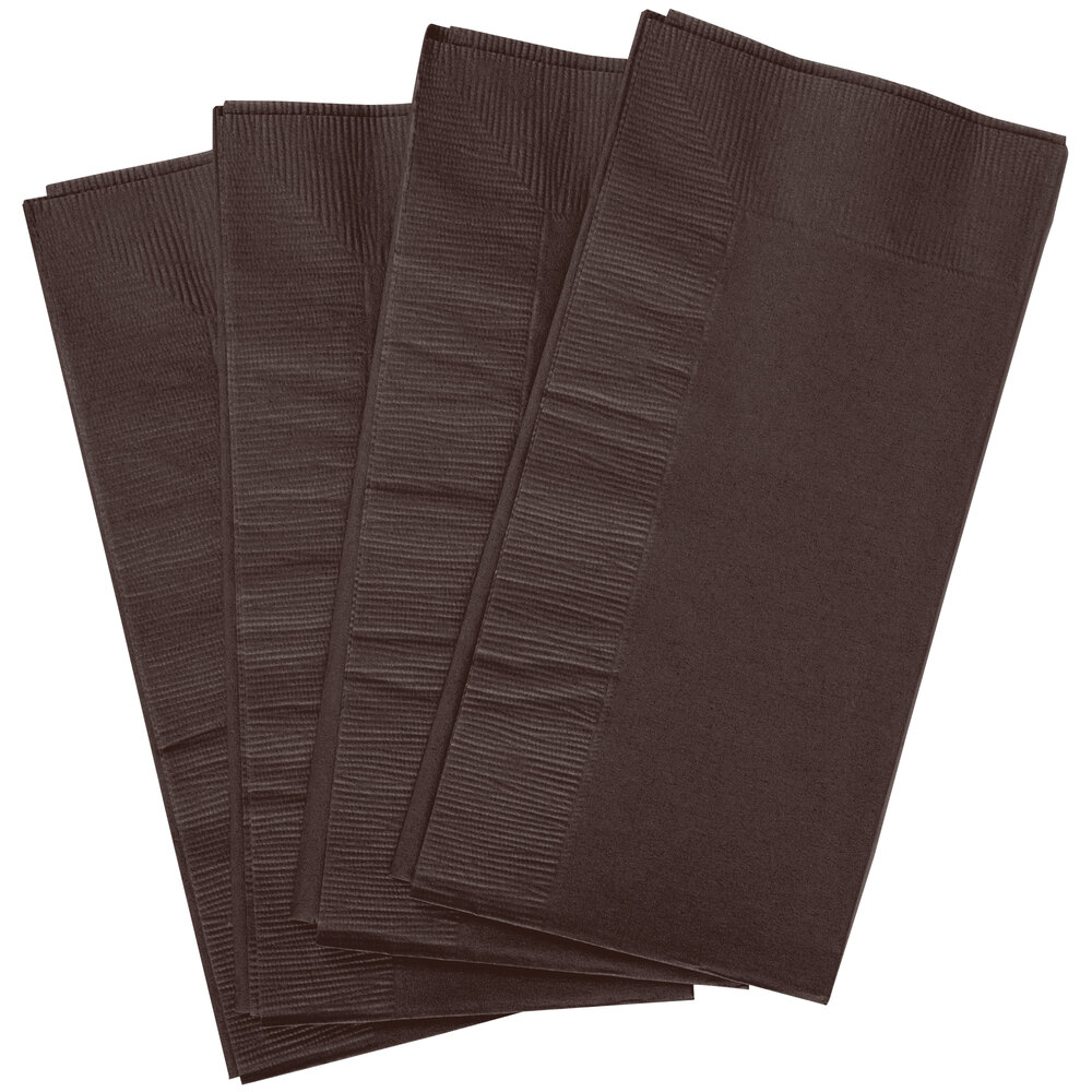 Chocolate Brown Paper Dinner Napkins, 2Ply 1/8 Fold Creative Converting 673038B 50/Pack