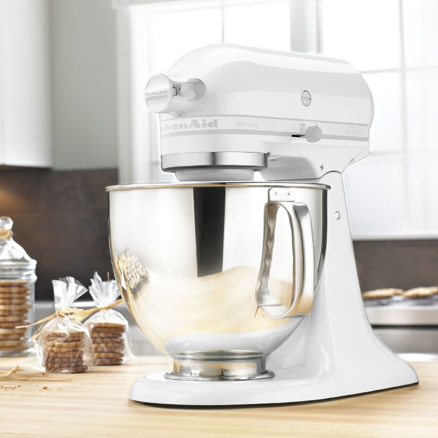 KitchenAid KSM150PSWW White on White Artisan Series 5 Qt. Stand Mixer