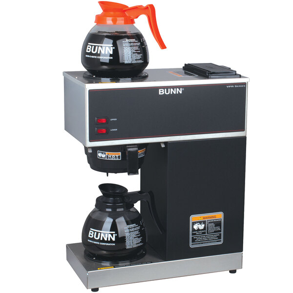 Bunn 33200.0015 VPR Black 12 Cup Pourover Coffee Brewer with 1 Upper and 1 Lower Warmer and 2 ...