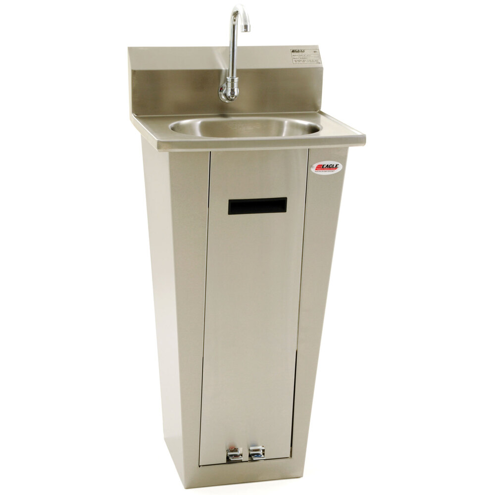 ... Hand Sink with Gooseneck Faucet, Foot Pedals, P-Trap, and Basket Drain