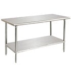 Commercial Work Tables with Undershelf - 14 Gauge Heavy Duty Top