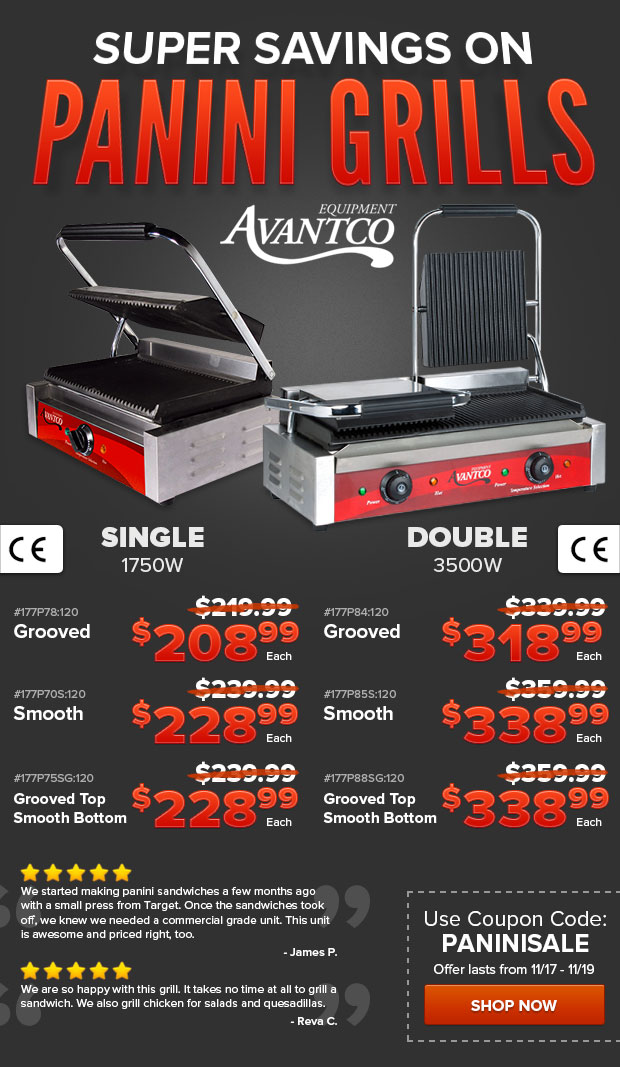 Super Savings on Panini Grills!