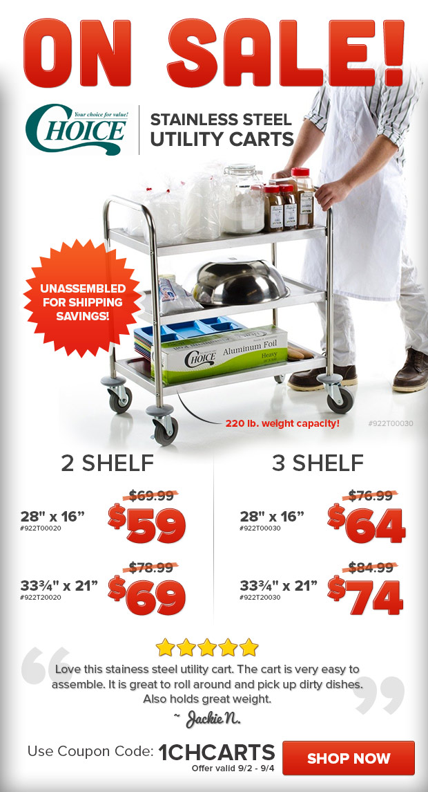 Choice Stainless Steel Utility Carts On Sale!