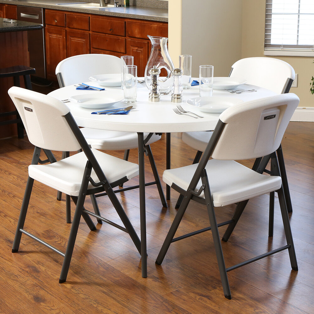 Lifetime Round Fold In Half Table 48 Plastic White Granite 280064 Image Preview