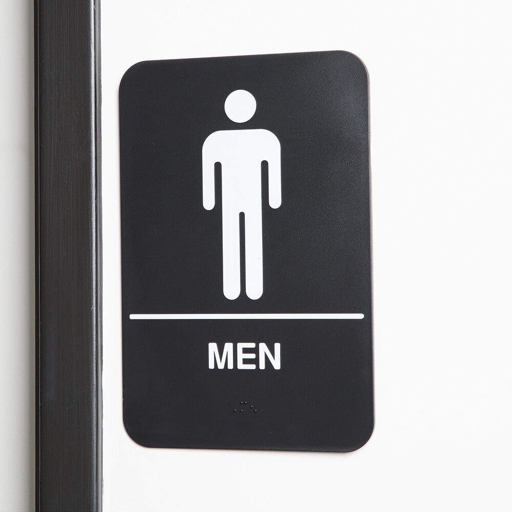 ADA Men's Restroom Sign with Braille - Black and White, 9