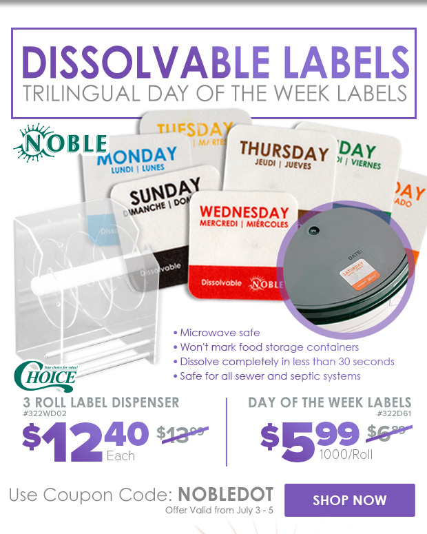 Dissolvable Day of the Week Labels on Sale!