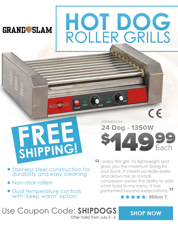 Free Shipping on Hot Dog Roller Grills!